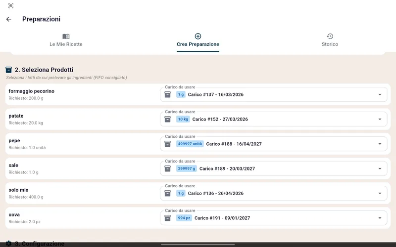 Creazione preparazione e etichetta nel software SimpleHACCP